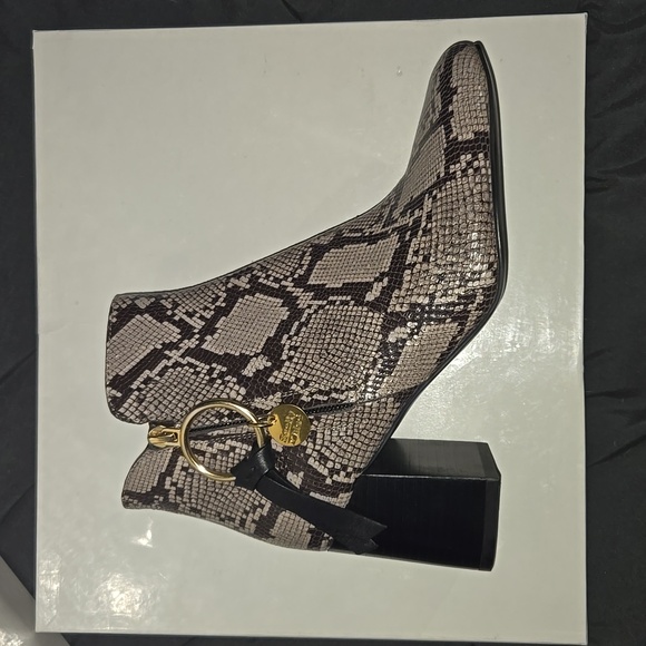 See by Chloé Snake Skin Ankle Leather Booties Animal Print Block Heel Size7 Boho - Picture 5 of 8
